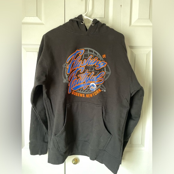 New York Mets Flushing Faithful Hoodie Queens Medium The 7 Line T7L Black - Picture 3 of 6